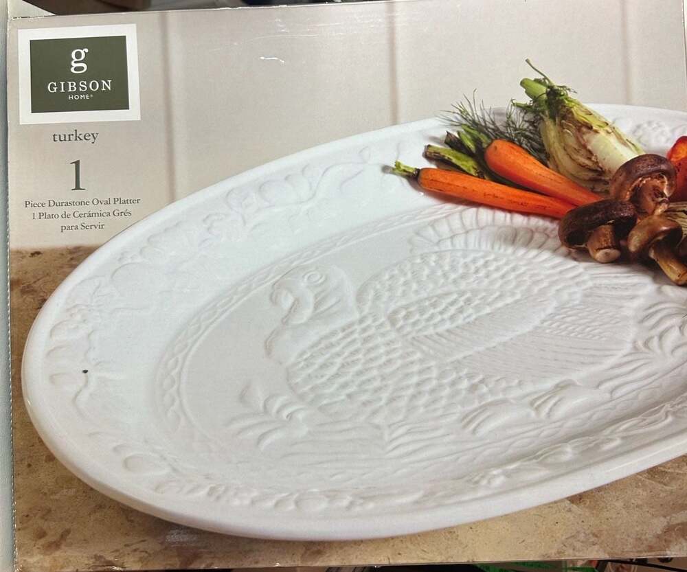 Gibson Home Durastone 18.75-inch Oval Turkey Serving Platter